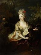 Nicolas de Largilliere Portrait of a lady with a dog and monkey. Spain oil painting artist